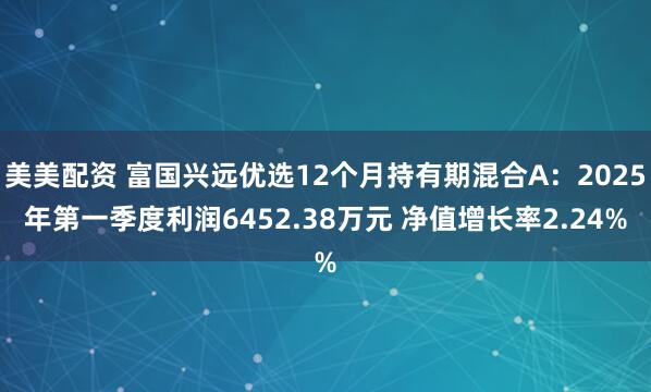 美美配资 富国兴远优选12个月持有期混合A：2025年第一季度利润6452.38万元 净值增长率2.24%